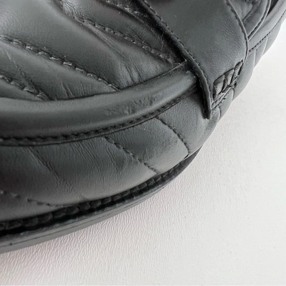 GUCCI | Marmont GG Black Quilted Chevron Leather Matelasse Slip On Loafer US 7 - Picture 12 of 15